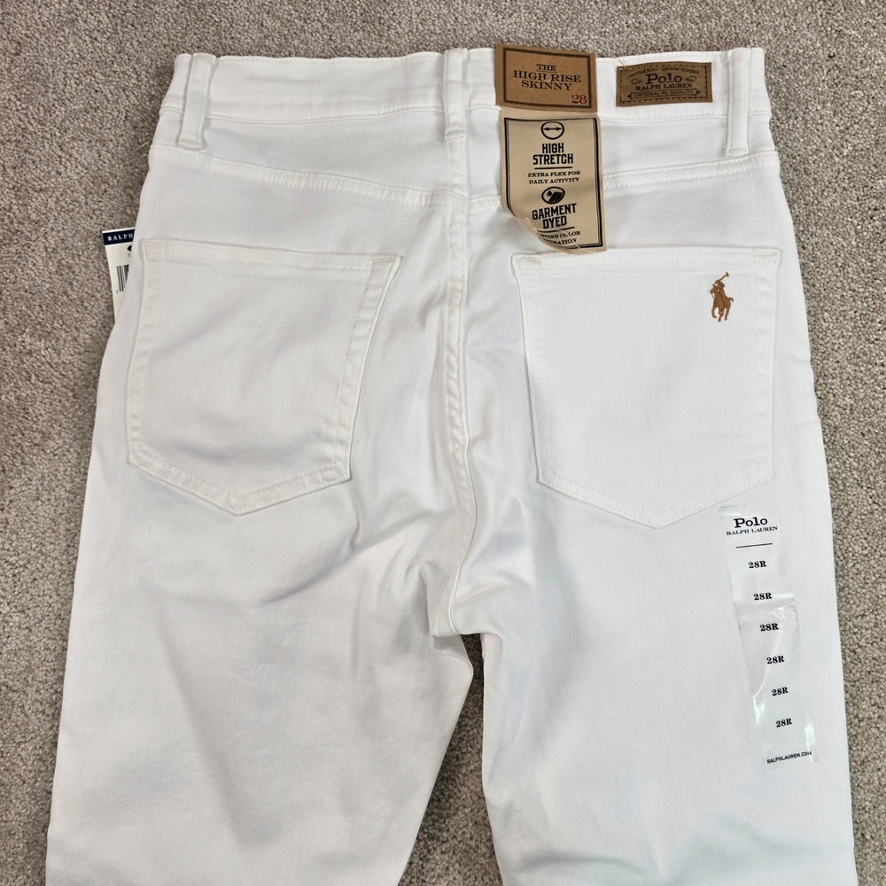 Polo Ralph Lauren Womens High Rise Skinny Jeans White Stretch 28R NEW